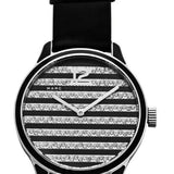 Marc Jacobs Lidia Stripe Glitz Black Dial Black Leather Strap Watch for Women - MBM1166 Buy Now By Marc Jacobs