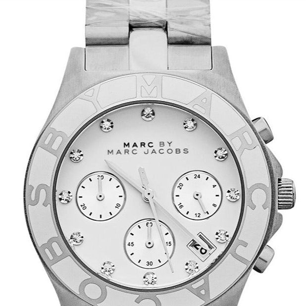 Marc Jacobs Blade Chronograph White Dial Silver Steel Strap Watch for Women - MBM3080 Buy Now By Marc Jacobs