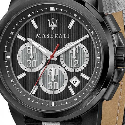 Maserati Royale 44mm Black Dial Stainless Steel Fiber Strap Watch For Men - R8871637002 Buy Now By Maserati