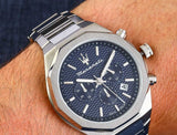 Maserati Stile Chronograph Blue Dial Silver Steel Strap Watch For Men - R8873642006