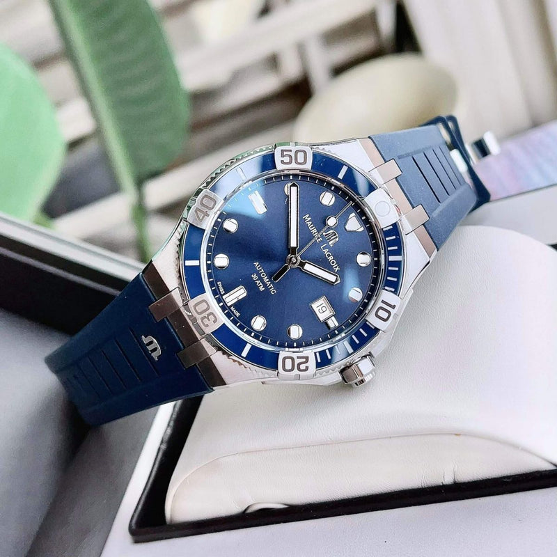 Maurice Lacroix Aikon Venturer Blue Dial Blue Rubber Strap Watch for Men - AI6058-SS001-430-1 Buy Now By Maurice Lacroix