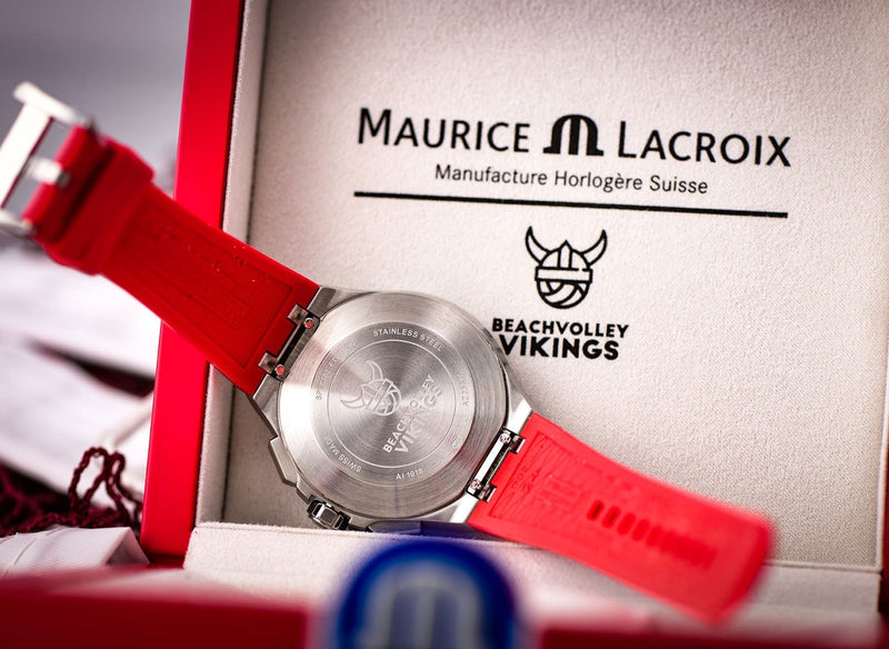 Maurice Lacroix Aikon Beach Volley Vikings Limited Edition Red Dial Red Rubber Strap Watch for Men - AI1018-SS001-530-6 Buy Now By Maurice Lacroix