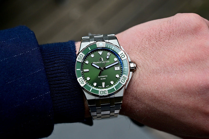 Maurice Lacroix Aikon Venturer Green Dial Silver Steel Strap Watch for Men - AI6057-SSL52-630-1 Buy Now By Maurice Lacroix