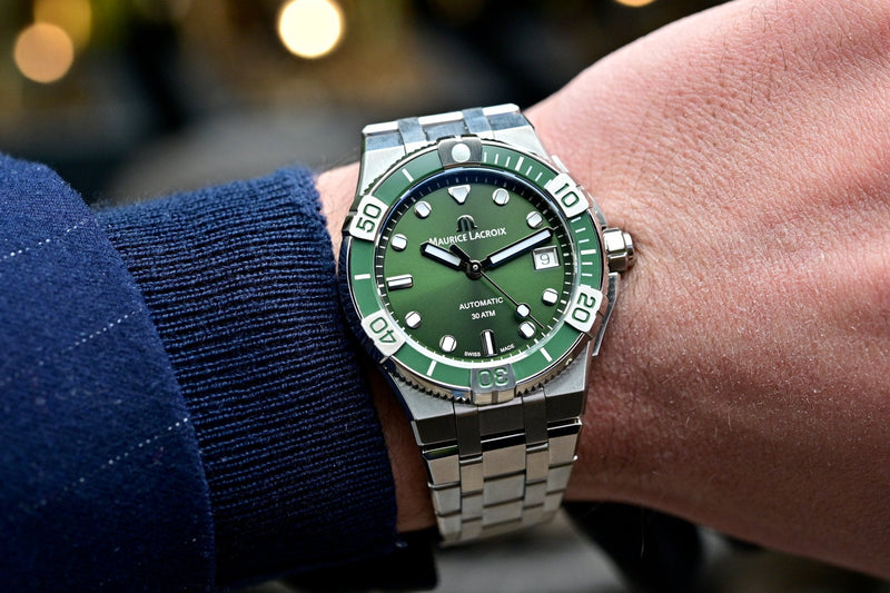 Maurice Lacroix Aikon Venturer Green Dial Silver Steel Strap Watch for Men - AI6057-SSL52-630-1 Buy Now By Maurice Lacroix