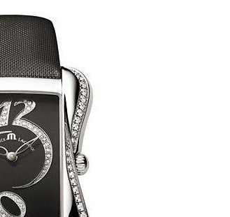 Shop Maurice Lacroix Fiaba Black Dial with Diamonds Black Leather Strap Watch for Women - DV5012-SD531-350 in USA