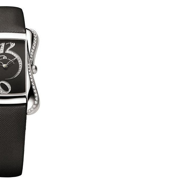 Shop Maurice Lacroix Fiaba Black Dial with Diamonds Black Leather Strap Watch for Women - DV5012-SD531-350 in USA