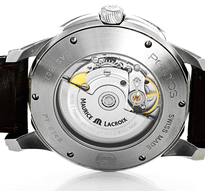 Maurice Lacroix Pontos Silver Dial Black Leather Strap Watch For Men - PT6148-SS001-131 Buy Now By Maurice Lacroix
