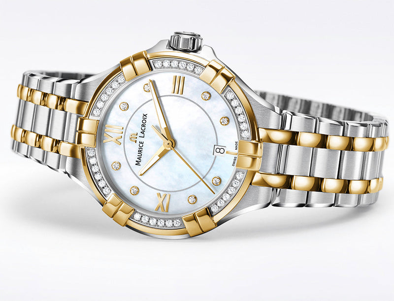 Maurice Lacroix Aikon Diamonds Mother of Pearl Dial Two Tone Steel Strap Watch for Women - A11006-DY503-171-1 Buy Now By Maurice Lacroix