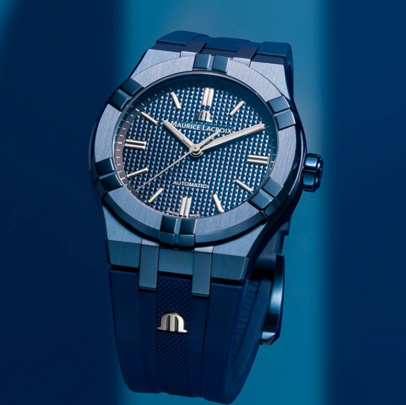 Maurice Lacroix Automatic PVD Limited Edition Blue Dial Blue Silicon Strap Watch For Men - AI6007-PVC00-430-4 Buy Now By Maurice Lacroix