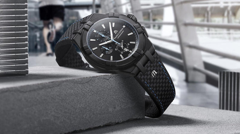 Maurice Lacroix Aikon Chronograph Limited Edition Black Dial Black Leather Strap Watch for Men - AI1018-PVB01-337-1 Buy Now By Maurice Lacroix