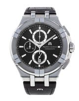 Maurice Lacroix Aikon Chronograph Black Dial Black Leather Strap Watch for Men - AI1018-SS001-330-1 Buy Now By Maurice Lacroix
