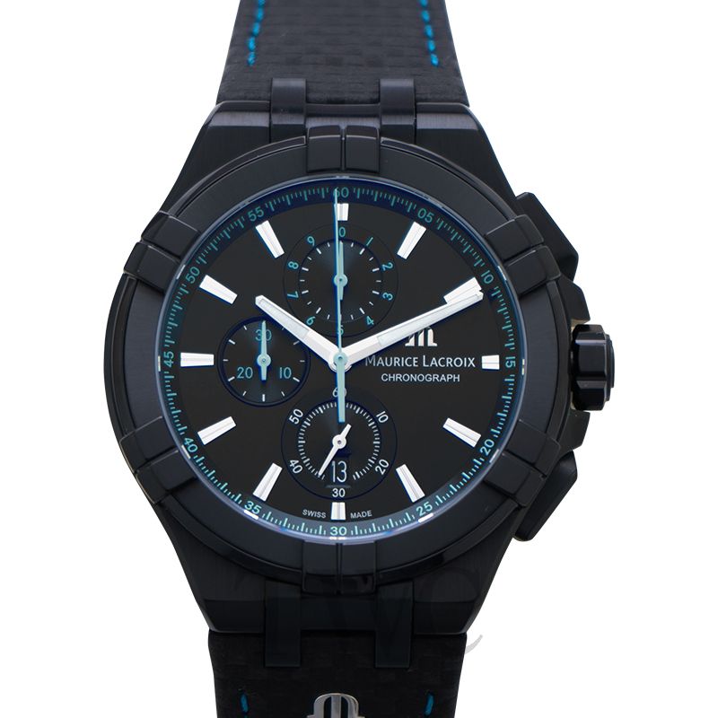 Maurice Lacroix Aikon Chronograph Limited Edition Black Dial Black Leather Strap Watch for Men - AI1018-PVB01-337-1 Buy Now By Maurice Lacroix