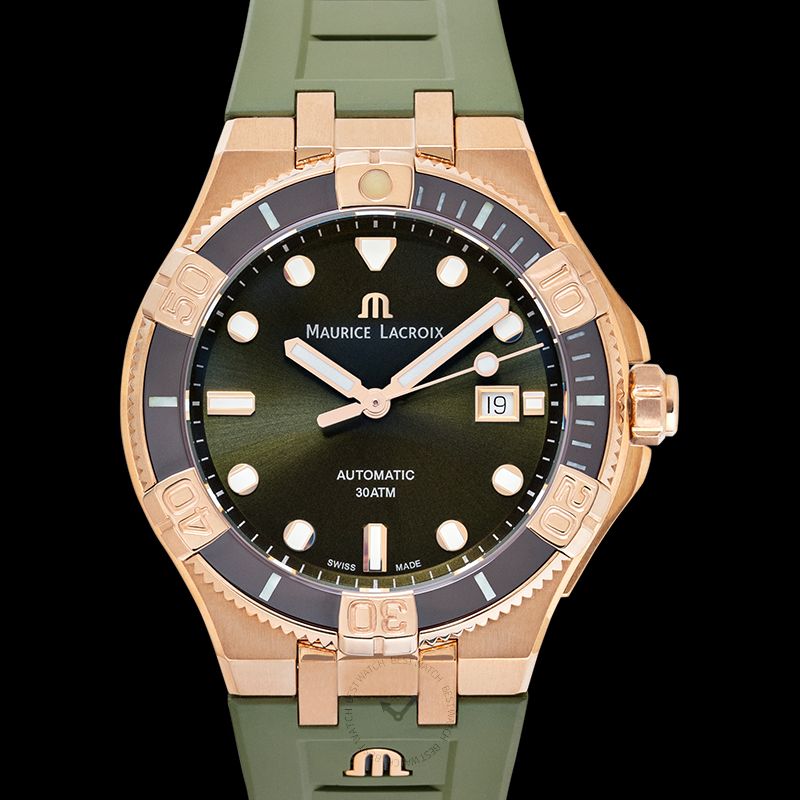 Maurice Lacroix Aikon Venturer Bronze Dial Green Rubber Strap Watch For Men - AI6058-BRZ01-630-1 Buy Now By Maurice Lacroix