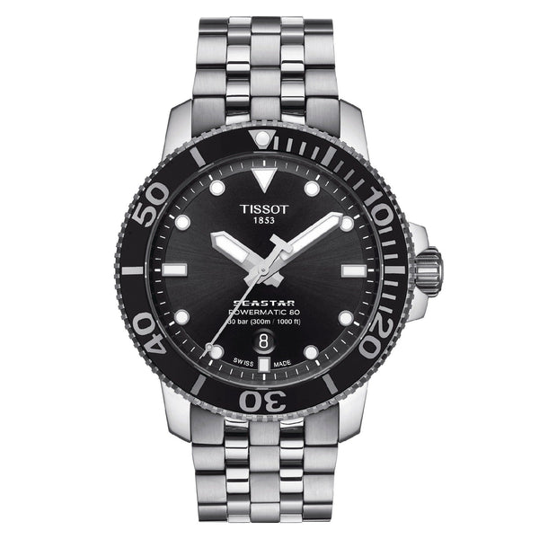 Tissot Seastar 1000 Powermatic 80 Black Dial Silver Steel Strap Watch For Men - T120.407.11.051.00 Buy Now By Tissot