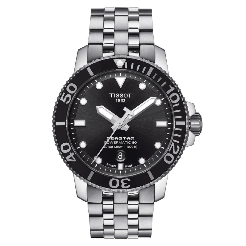 Tissot Seastar 1000 Powermatic 80 Black Dial Silver Steel Strap Watch For Men - T120.407.11.051.00 Buy Now By Tissot