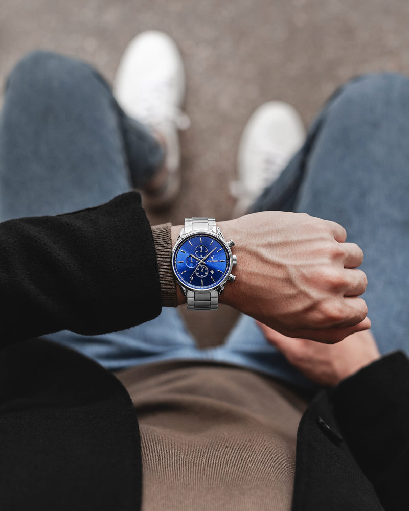 Shop Calvin Klein City Chronograph Blue Dial Silver Steel Strap Watch for Men - K2G2714N in USA