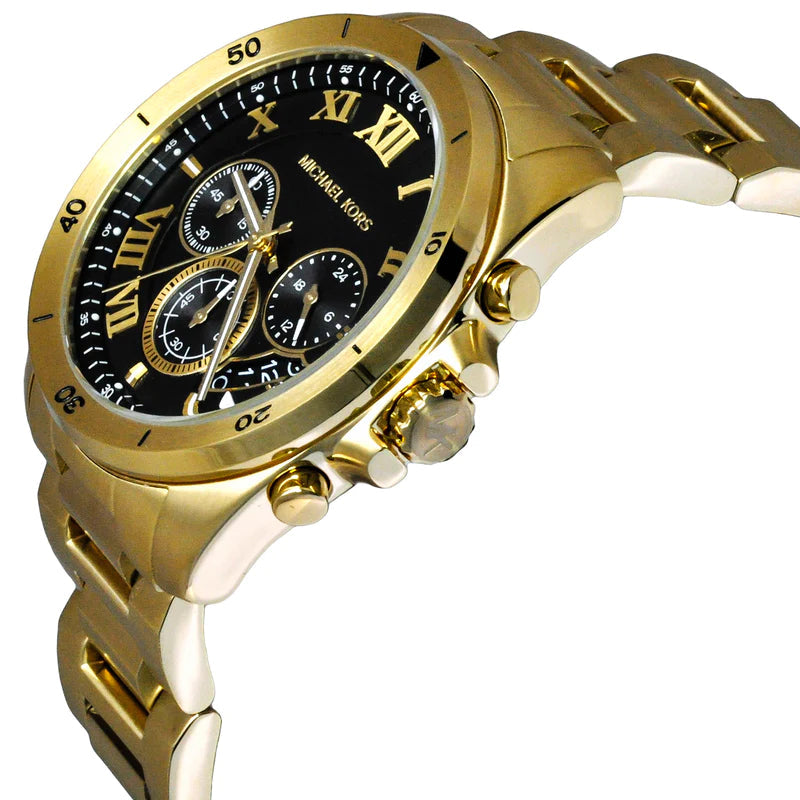Michael Kors Brecken Chronograph Quartz Black Dial Gold Steel Strap Watch For Men - MK8481 Buy Now By Michael Kors