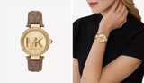 Michael Kors Parker Three Hand Gold Dial Brown Leather Strap Watch For Women - MK2973 Buy Now By Michael Kors