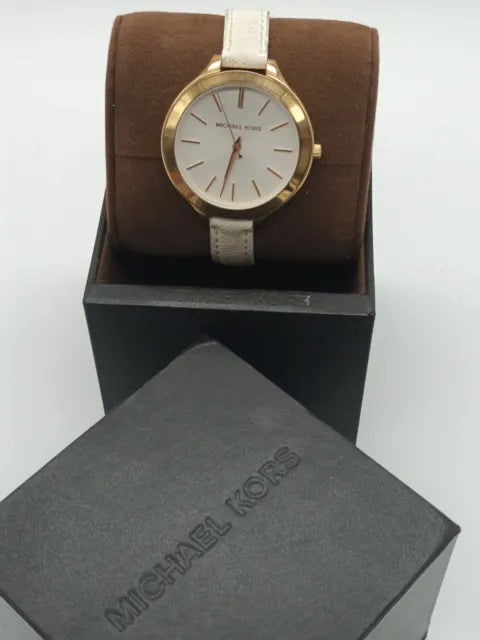 Michael Kors Slim Runway White Dial White Leather Strap Watch For Women - MK2273 Buy Now By Michael Kors