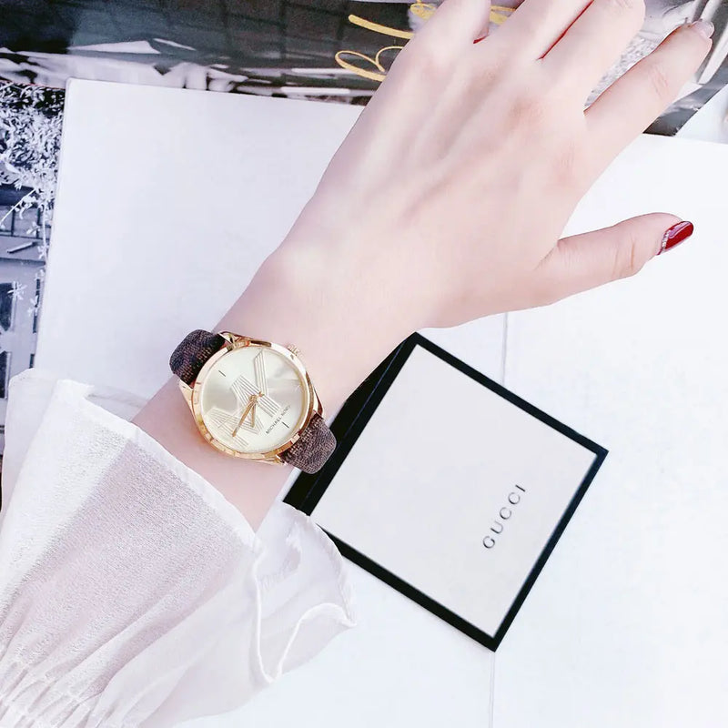 Michael Kors Jaycie Three Hand Gold Dial Brown Leather Strap Watch for Women - MK2862 Buy Now By Michael Kors