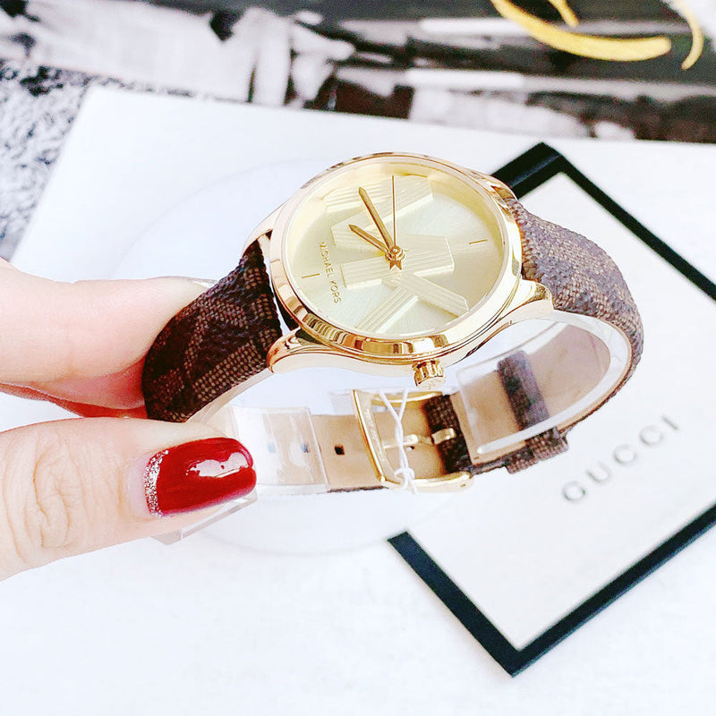 Michael Kors Jaycie Three Hand Gold Dial Brown Leather Strap Watch for Women - MK2862 Buy Now By Michael Kors