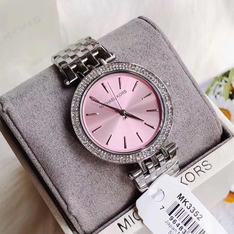 Michael Kors Darci Crystal Pink Dial Silver Stainless Steel Strap Watch for Women - MK3352 Buy Now By Michael Kors