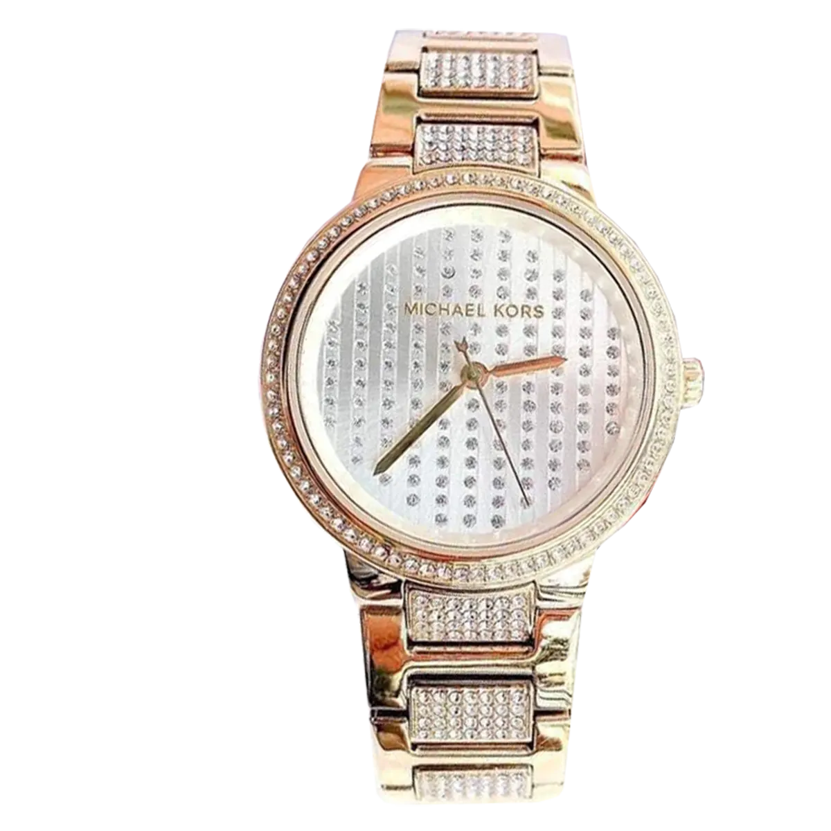 Michael Kors Gabbi Crystals Gold Dial Gold Steel Strap Watch For Women - MK3985