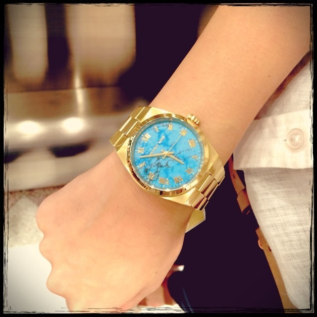 Michael Kors Channing Turquoise Dial Gold Steel Strap Watch For Women - MK5894 Buy Now By Michael Kors