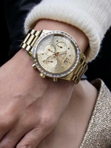Michael Kors Brinkley Diamonds Gold Dial Gold Steel Strap Watch for Women - MK6187 Buy Now By Michael Kors