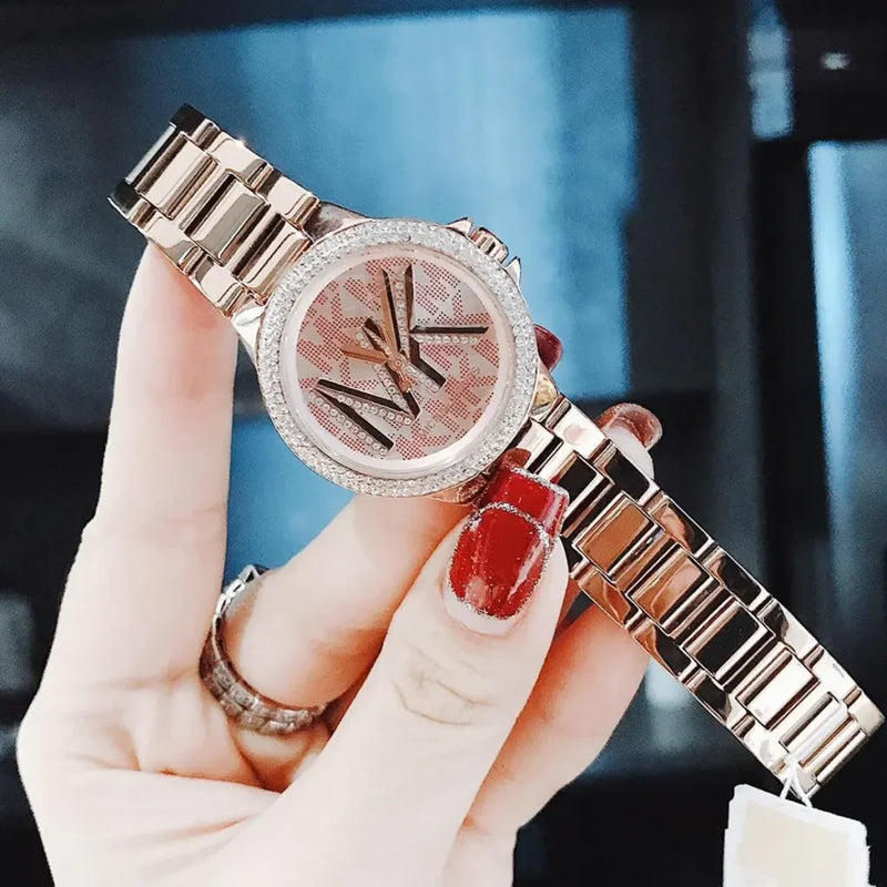 Michael Kors Camille Three Hand Rose Gold Dial Rose Gold Steel Strap Watch For Women - MK7197 Buy Now By Michael Kors