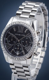 Michael Kors Lexington Chronograph Black Dial Silver Steel Strap Watch For Women - MK7277 Buy Now By Michael Kors