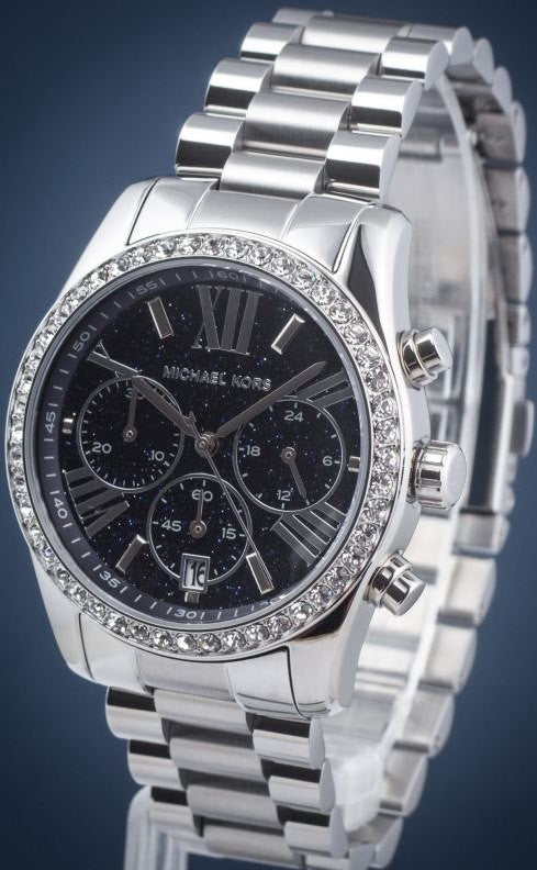 Michael Kors Lexington Chronograph Black Dial Silver Steel Strap Watch For Women - MK7277 Buy Now By Michael Kors