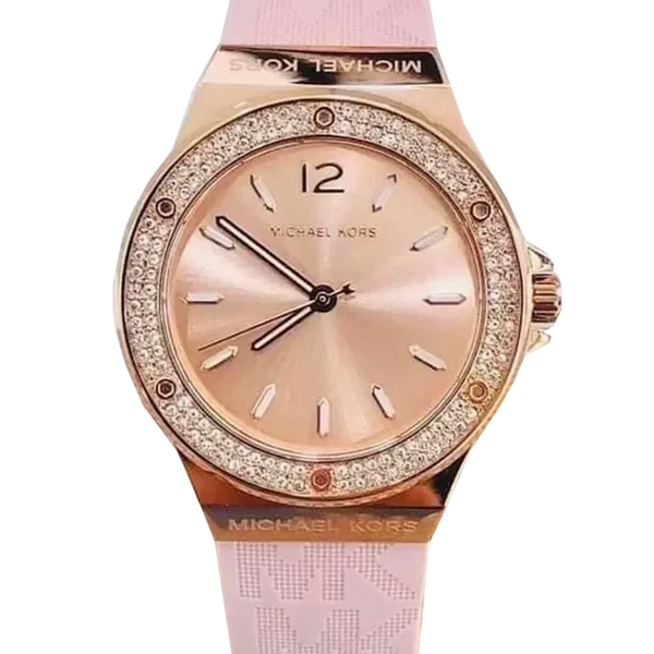 Michael Kors Mini Lennox Three-Hand Rose Gold Dial Pink Silicone Strap Watch For Women - MK7282 Buy Now By Michael Kors