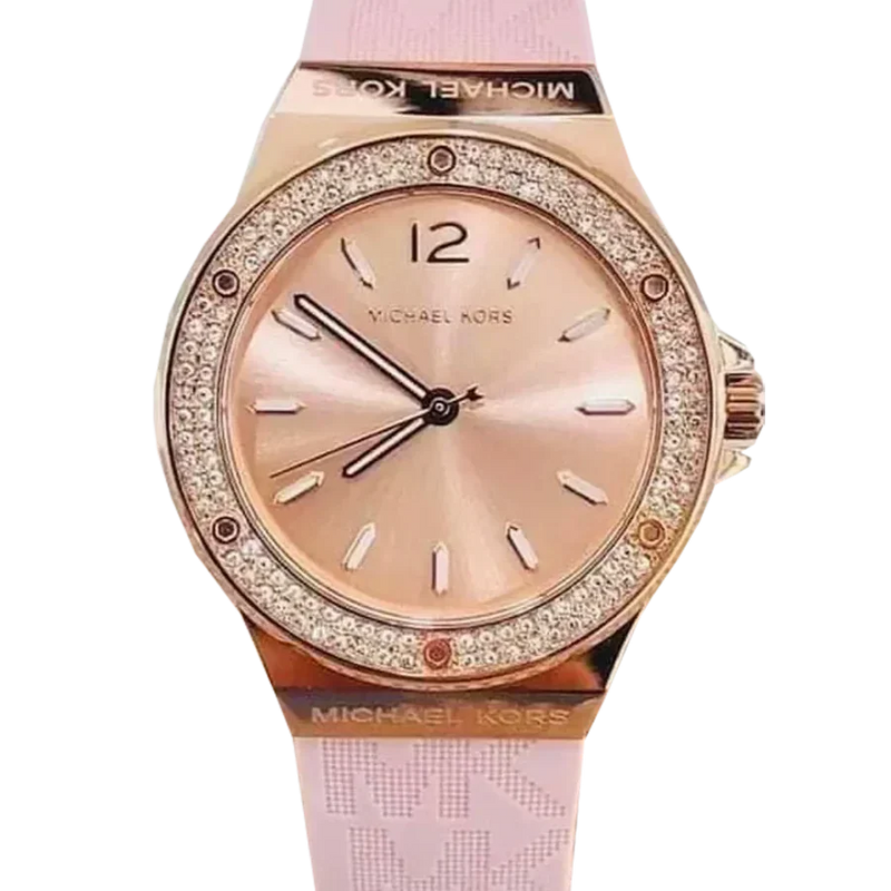 Michael Kors Mini Lennox Three-Hand Rose Gold Dial Pink Silicone Strap Watch For Women - MK7282 Buy Now By Michael Kors