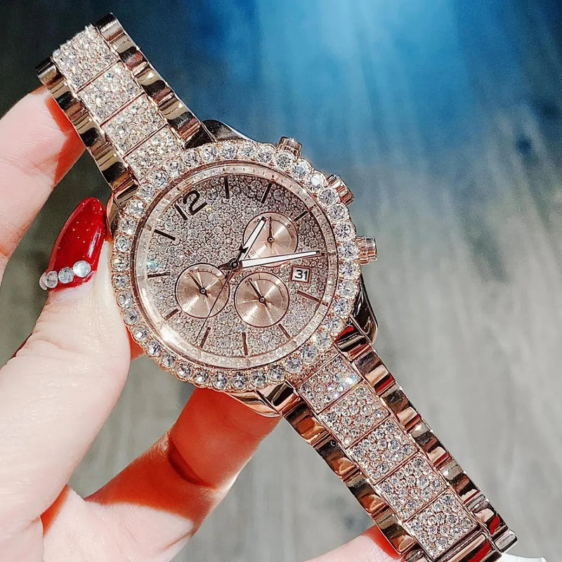 Michael Kors Layton Chronograph Rose Gold Dial Rose Gold Steel Strap Watch For Women - MK7285 Buy Now By Michael Kors