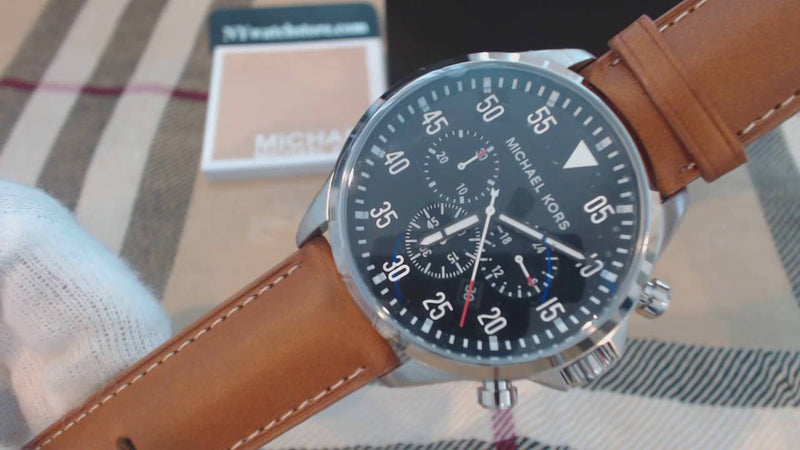 Michael Kors Gage Chronograph Blue Dial Brown Leather Strap Watch For Men - MK8362 Buy Now By Michael Kors