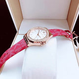 Michael Kors Lennox Three Hand Silver Dial Red Leather Strap Watch For Women - MK7308 Buy Now By Michael Kors