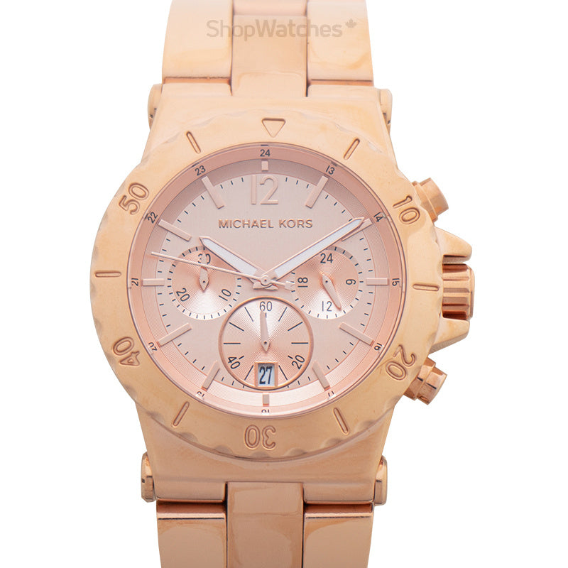 Shop Michael Kors Dylan Rose Gold Dial Rose Gold Steel Strap Watch for Women - MK5314 in USA