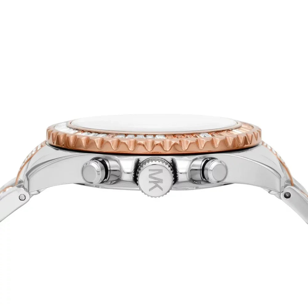 Michael Kors Everest Chronograph Silver Dial Two Tone Steel Strap Watch For Women - MK6975