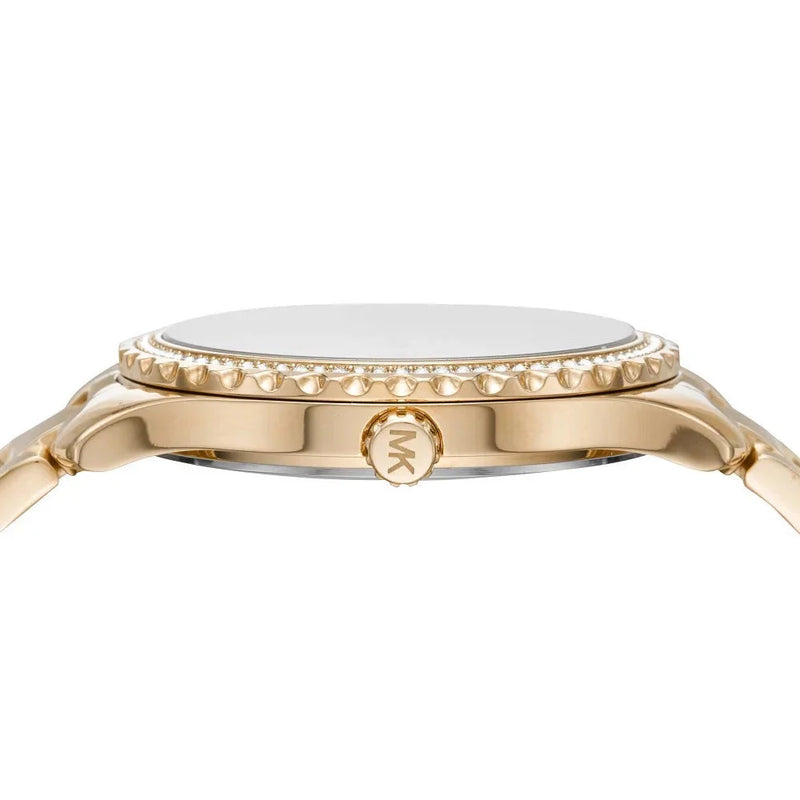 Michael Kors Layton Three Hand Mother of Pearl White Dial Gold Steel Strap Watch For Women - MK6870 Buy Now By Michael Kors