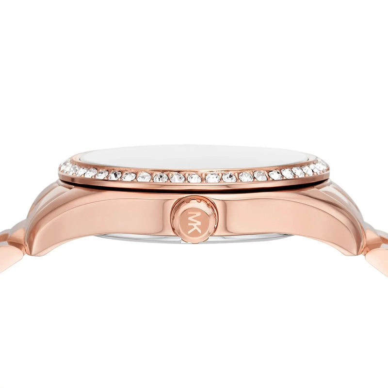 Michael Kors Lexington Three Hand Mother of Pearl Pink Dial Rose Gold Steel Strap Watch For Women - MK7444 Buy Now By Michael Kors