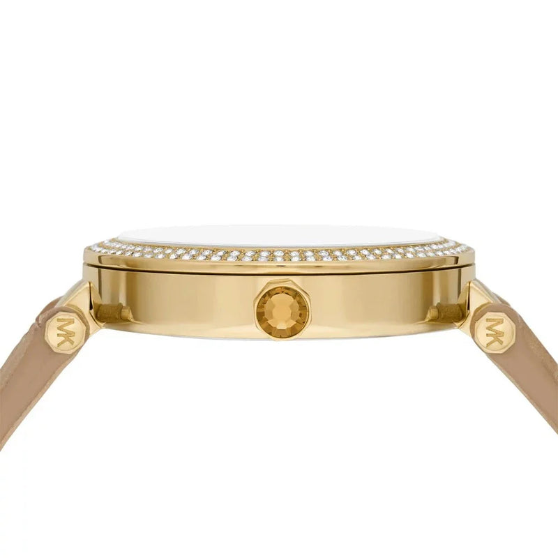Michael Kors Parker Three-Hand Gold Dial Brown Leather Strap Watch For Women - MK4725 Buy Now By Michael Kors