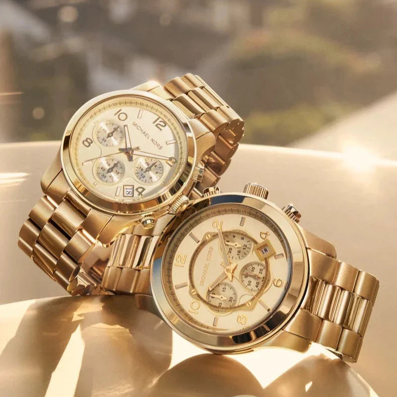 Michael Kors Runway Chronograph Gold Dial Gold Steel Strap Watch For Women - MK7323 Buy Now By Michael Kors