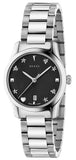 Gucci G Timeless Black Dial Silver Steel Strap Watch For Women - YA126573A