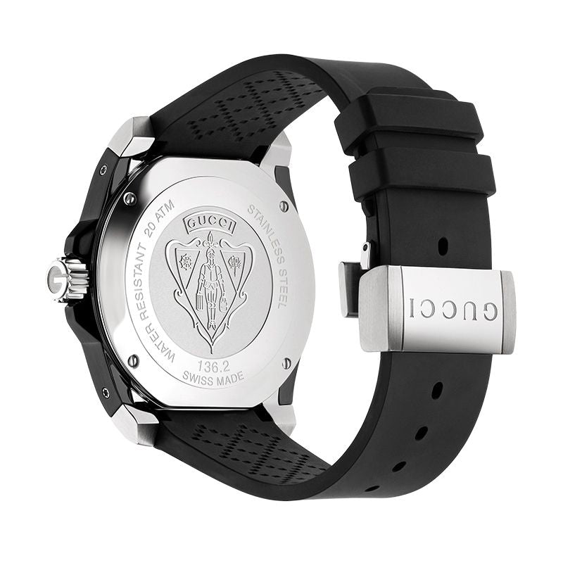 Shop Gucci Dive Analog Quartz Black Dial Black Rubber Strap Watch For Men - YA136204 in USA