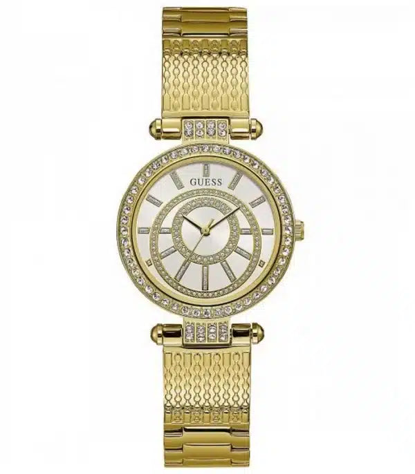 Guess Muse Crystals White Dial Rose Gold Steel Strap Watch For Women - W1008L2 Buy Now By Guess