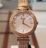 Guess Monroe Silver Dial Rose Gold Steel Strap Watch For Women - W1152L3