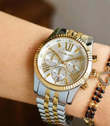 Michael Kors Lexington Silver Dial Two Tone Steel Strap Watch for Women - MK5955 Buy Now By Michael Kors
