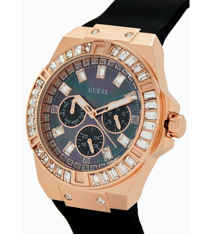 Shop Guess Venus Diamonds Black Dial Black Rubber Strap Watch for Women - GW0118L2 in USA
