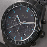 Hugo Boss Trophy Chronograph Black Dial Black Steel Strap Watch for Men - 1513675